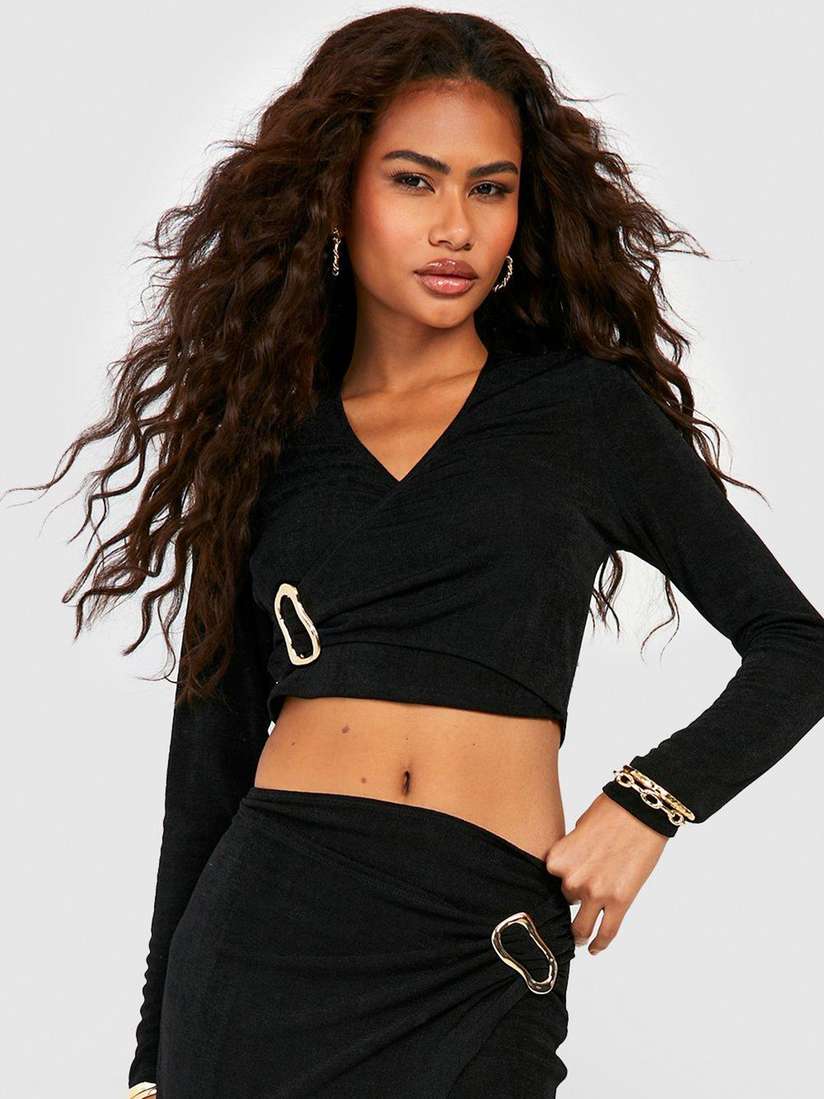 Buy Boohoo Wrap Crop Top - Tops for Women 23542040 | Myntra