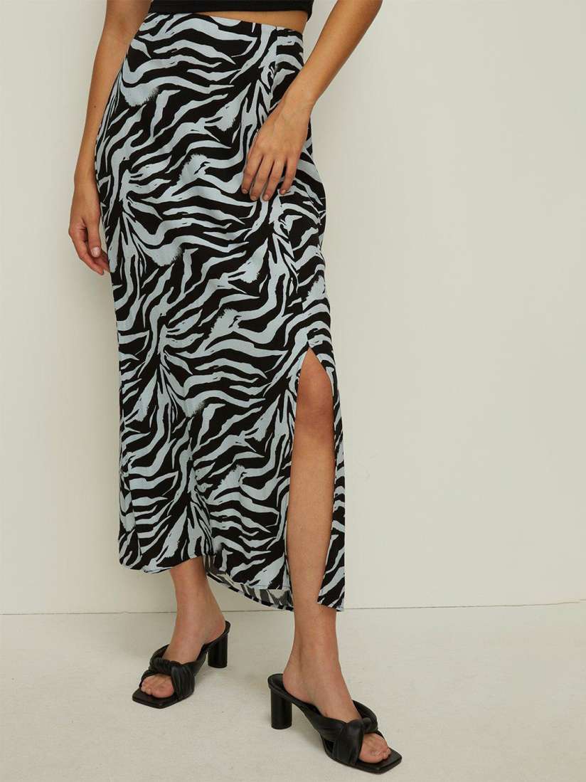 Oasis animal print wrap skirt discount