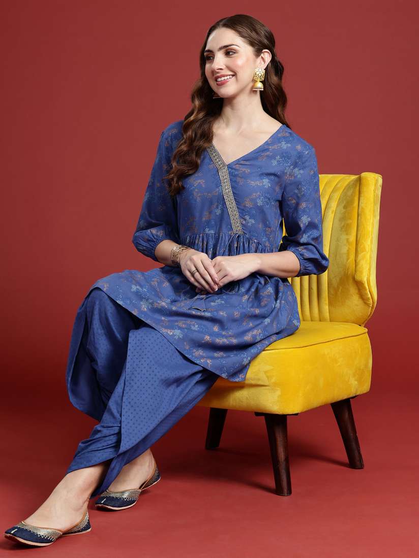 Buy Anouk Women Floral Printed Angrakha Kurta With Dhoti Pants Kurta Sets for Women 23546632 Myntra