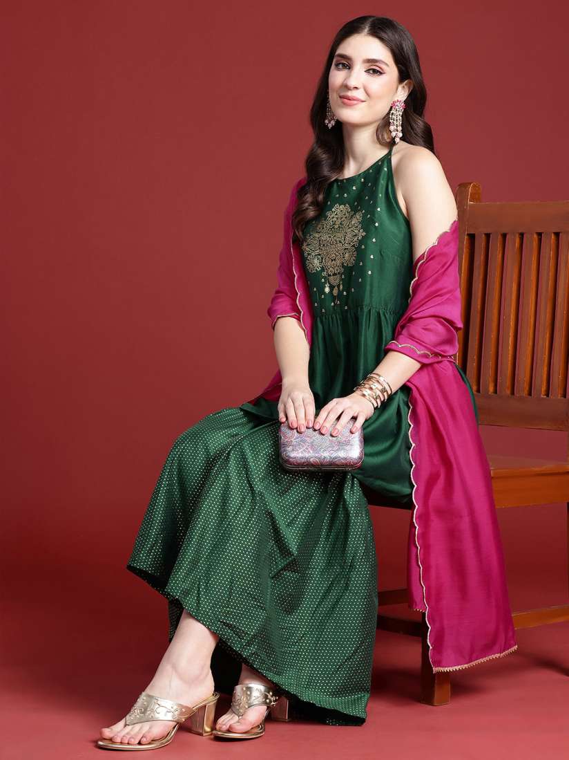 Buy AAnouk Women Ethnic Motifs Printed Regular Kurti With Sharara Dupatta Kurta Sets for Women 23546636 Myntra