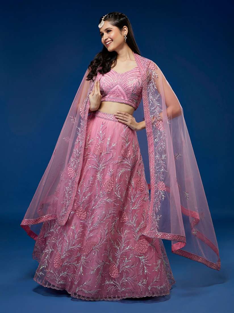 Buy panchhi Embroidered Sequinned Semi Stitched Lehenga Unstitched Blouse With Dupatta Lehenga Choli for Women 23547032 Myntra