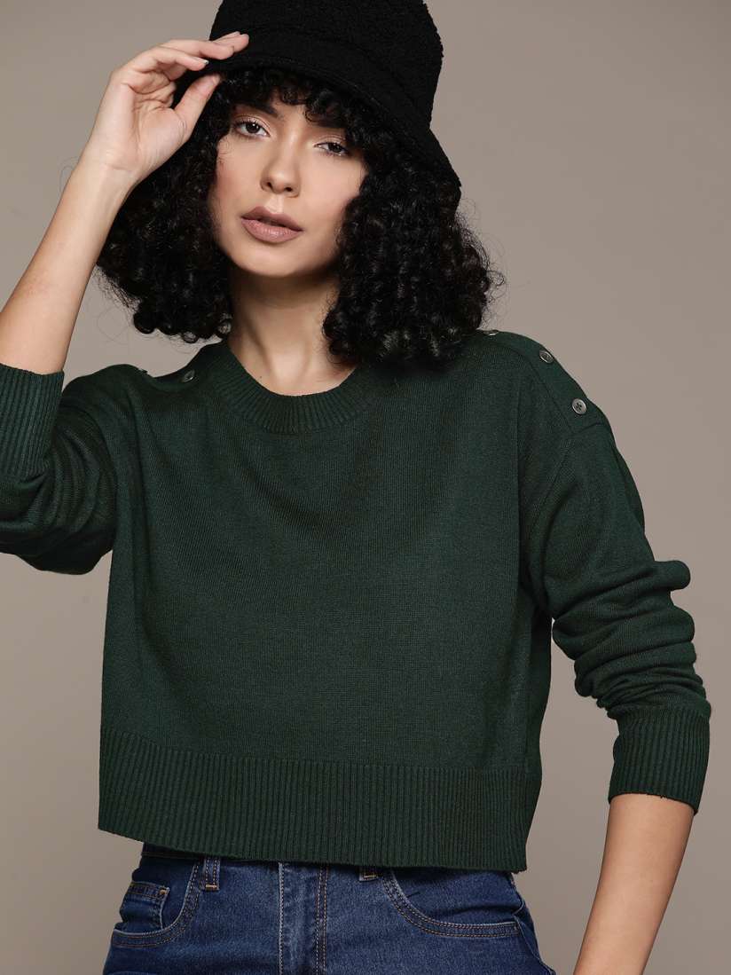 Buy The Roadster Lifestyle Co. Acrylic Boxy Pullover Sweaters for Women 23547632 Myntra