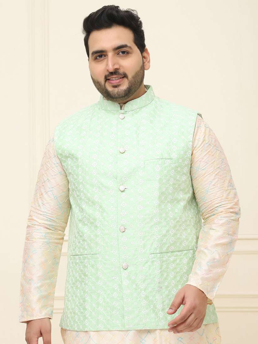 Buy SOJANYA PLUS Plus Size Embroidered Cotton Linen Nehru Jacket Nehru Jackets for Men 23562928 Myntra