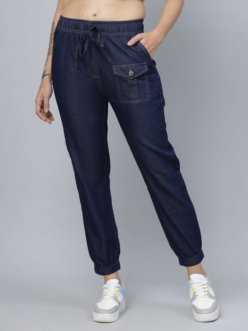 Joggers jeans for womens myntra on sale