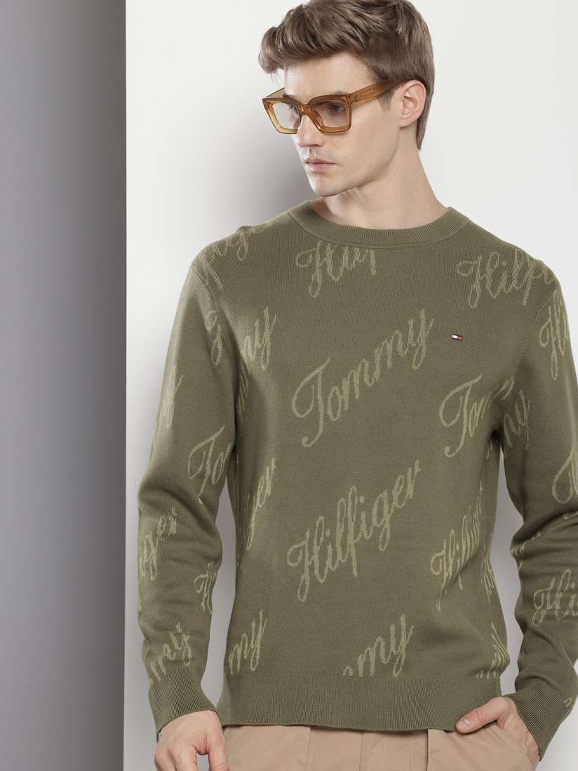 Buy Tommy Hilfiger Relaxed Fit Brand Logo Self Design Pullover Sweaters Sweaters for Men 23569440 Myntra