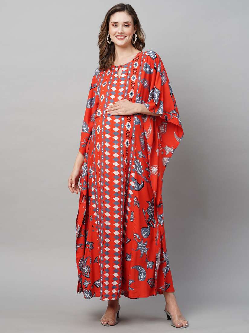 Buy MomToBe Ethnic Printed Kimono Sleeves Maternity Kaftan Maxi Sustainable Dress Dresses for Women 23570998 Myntra