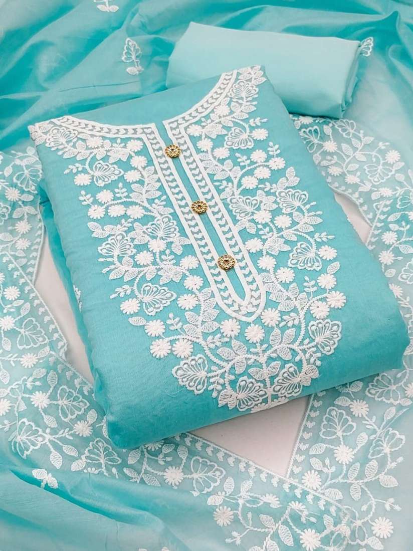 Embroidered unstitched dress material online