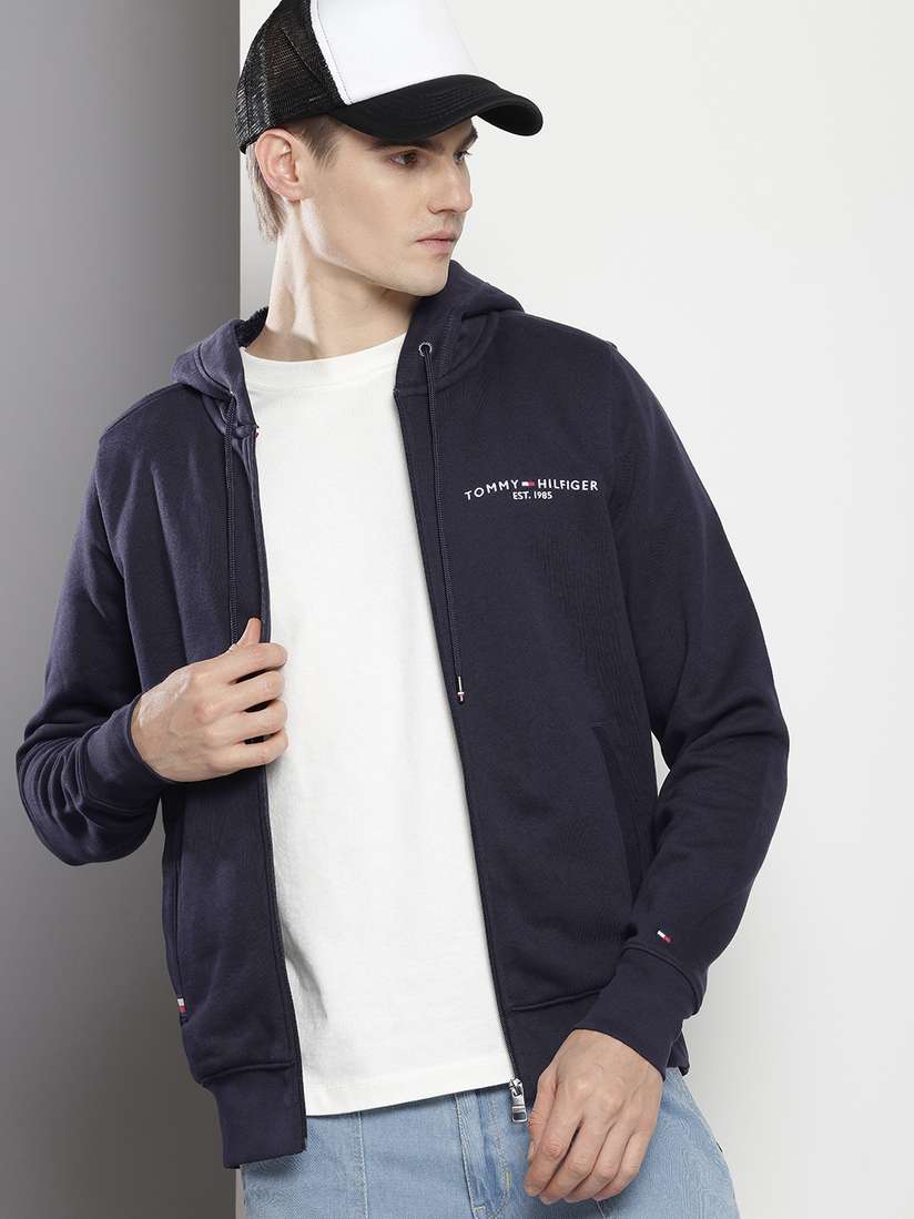 Myntra Tommy Hilfiger Zip Up Sweatshirt Tommy Hilfiger Brand Logo