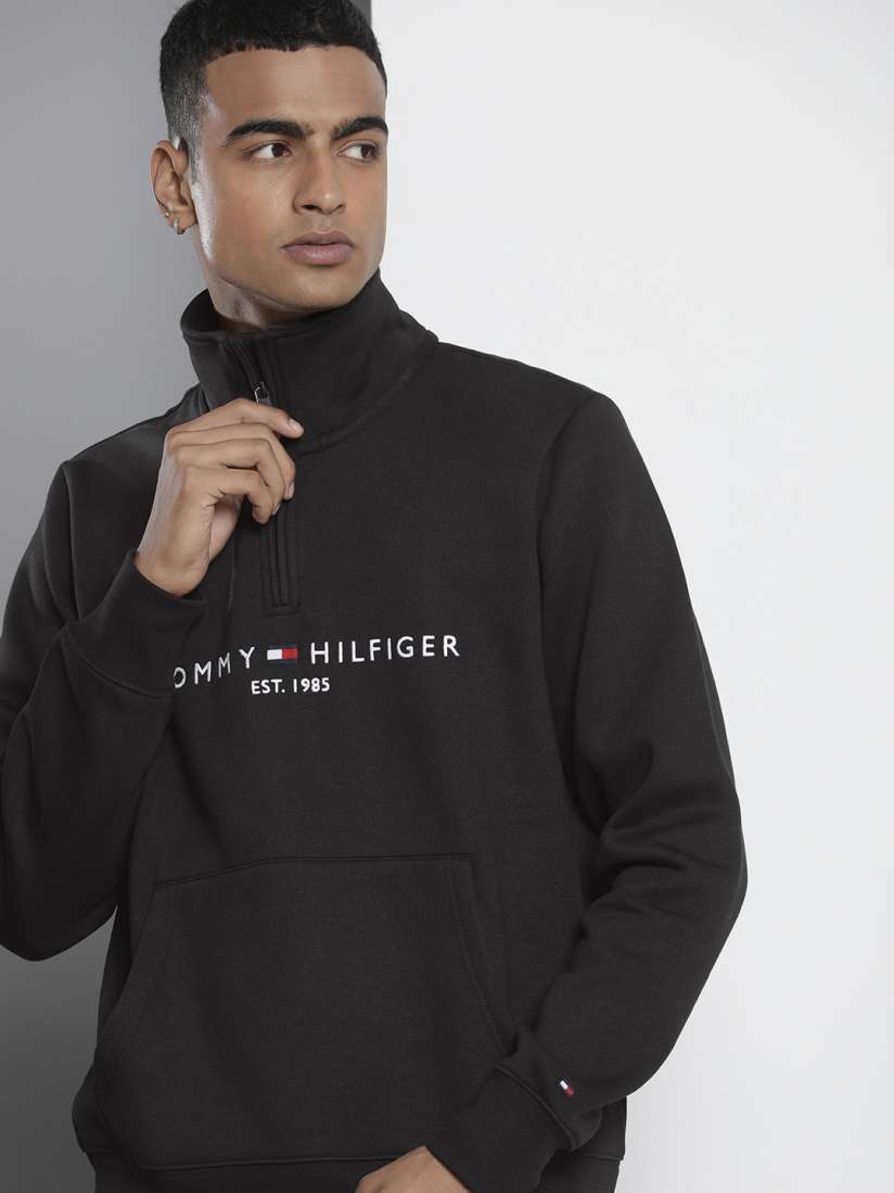 Buy Tommy Hilfiger Brand Logo Embroidered Mock Collar Sweatshirt Sweatshirts for Men 23575734 Myntra