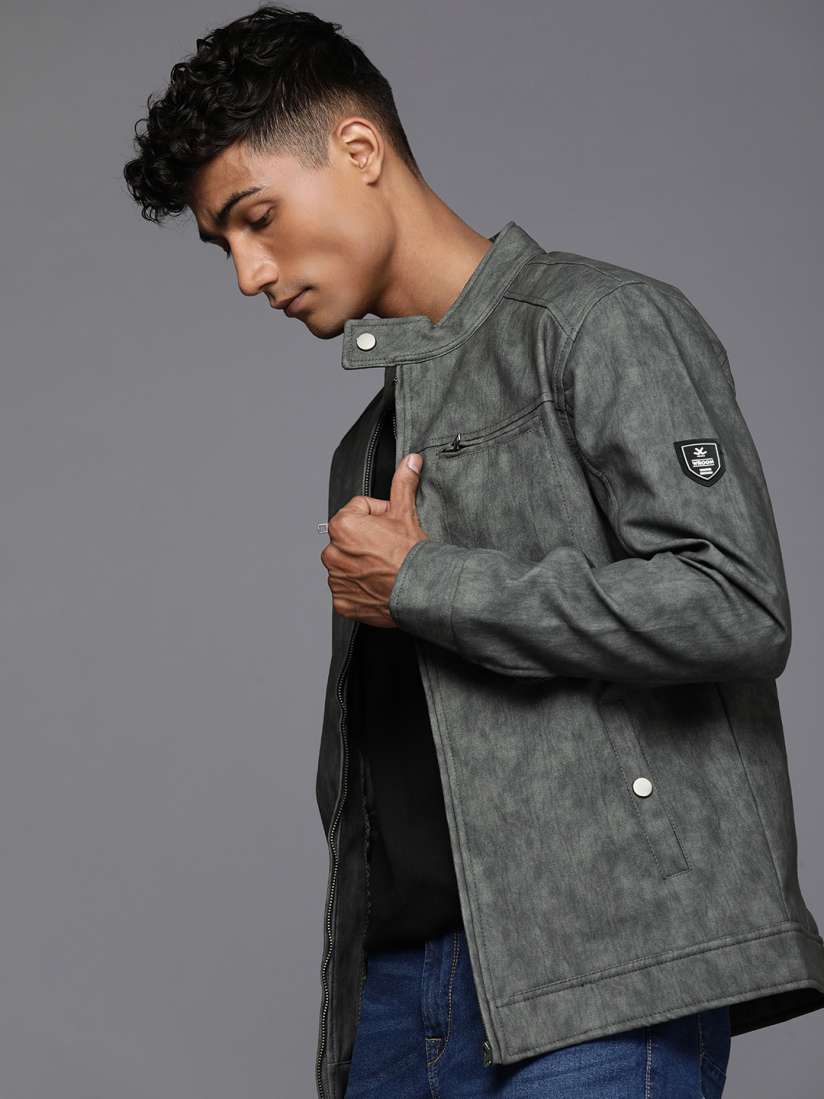 Buy WROGN Solid Slim Fit Leather Jacket Jackets for Men 23581516 Myntra