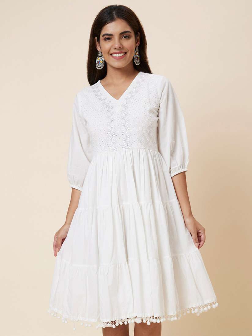 White dress myntra cheap