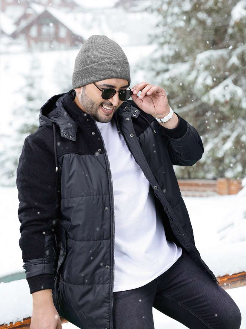 Buy Sztori Plus Size Men Panelled Longline Hooded Padded Jacket Jackets for Men 23587692 Myntra