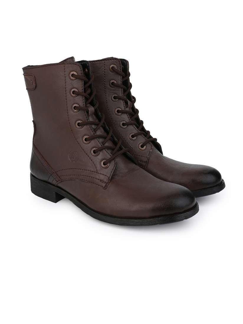 Buy Alberto Torresi Men Brown Solid Leather High Top Flat Boots Boots for Men 2360017 Myntra