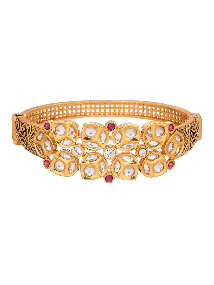 Buy Voylla Women Gold Plated Kundan Bangle Style Bracelet Bracelet for Women 23601126 Myntra