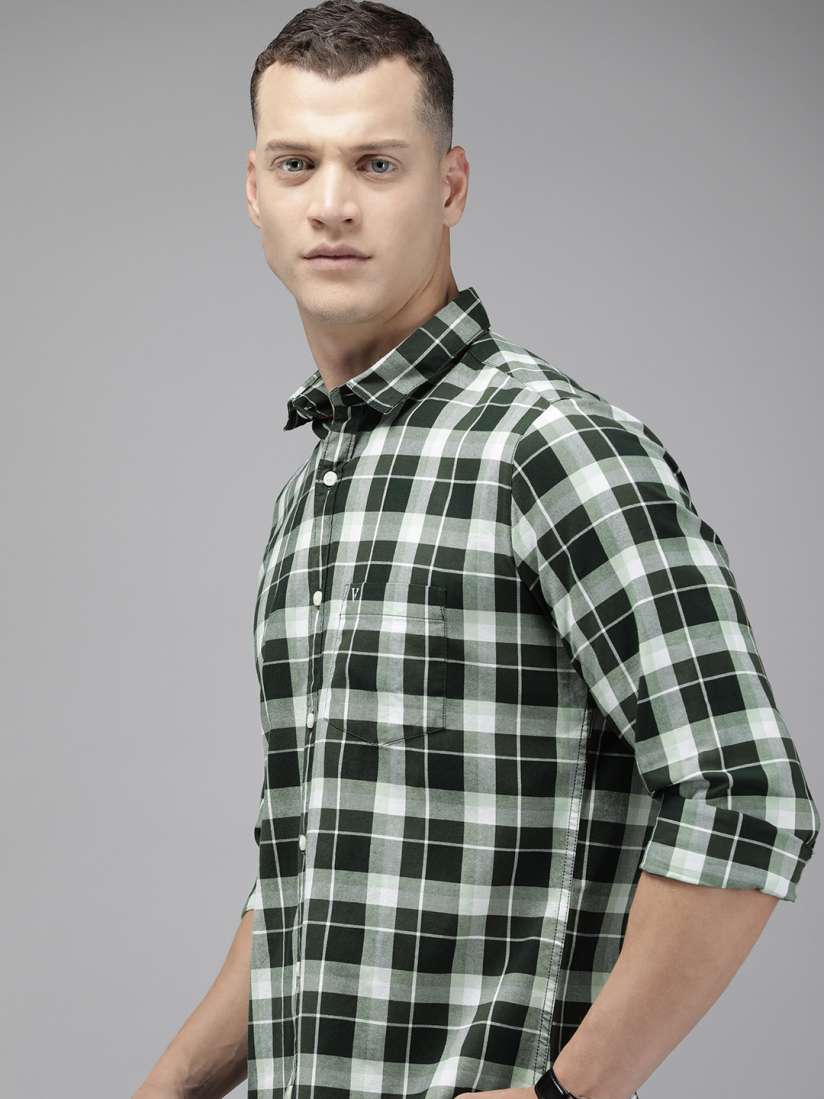 Buy Van Heusen Sport Pure Cotton Slim Fit Checked Casual Shirt Shirts for Men 23604724 Myntra