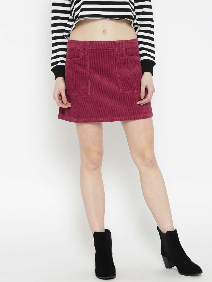 Buy FOREVER 21 Magenta Corduroy Mini A Line Skirt Skirts for Women 2360614 Myntra