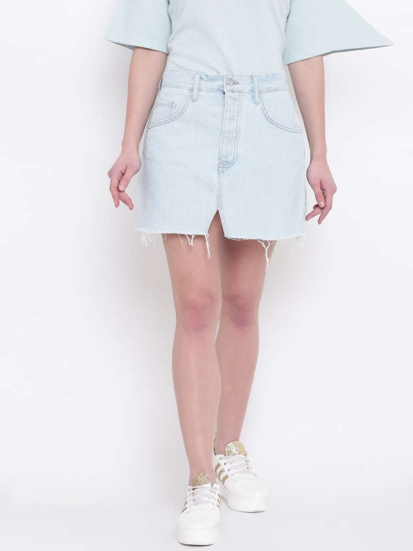 Buy FOREVER 21 Light Blue Denim Mini A Line Skirt Skirts for Women 2360717 Myntra
