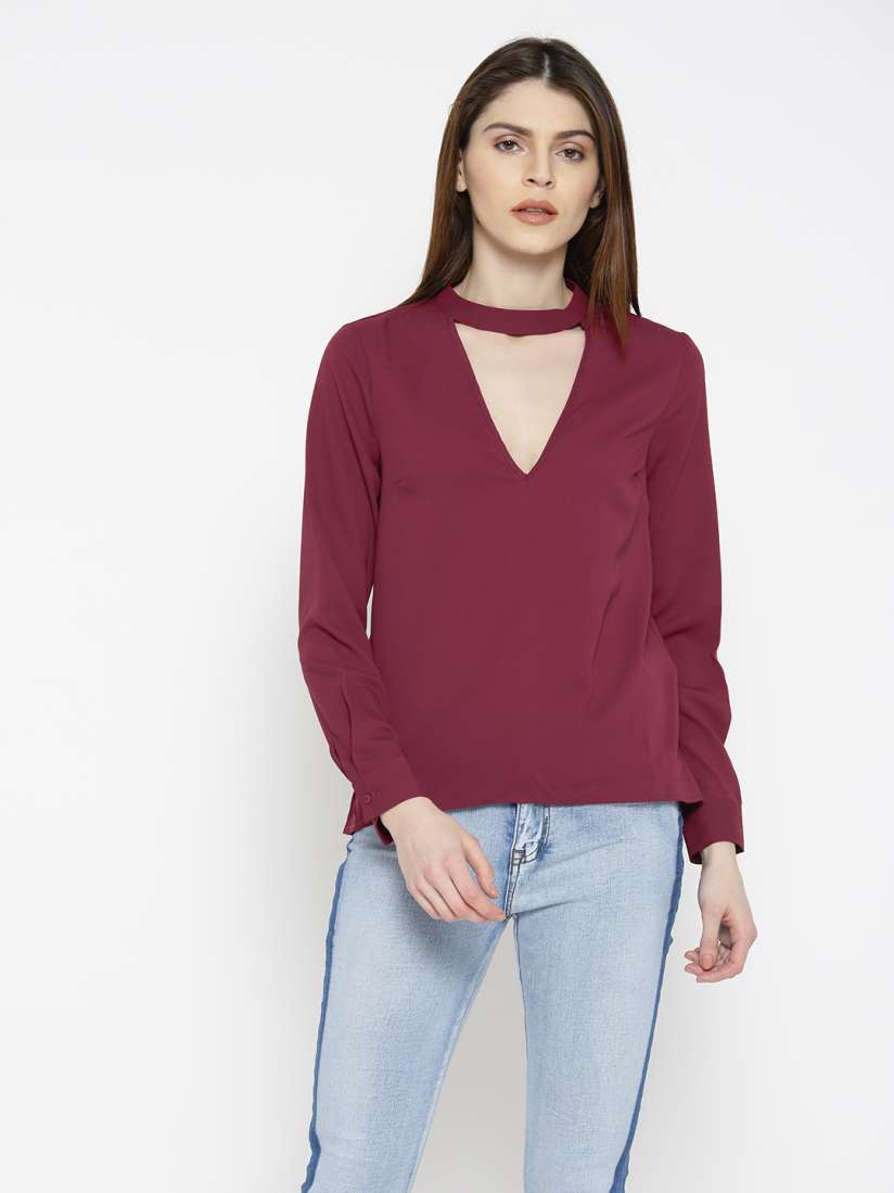 Buy FOREVER 21 Women Burgundy Solid A Line Top Tops for Women 2361035 Myntra