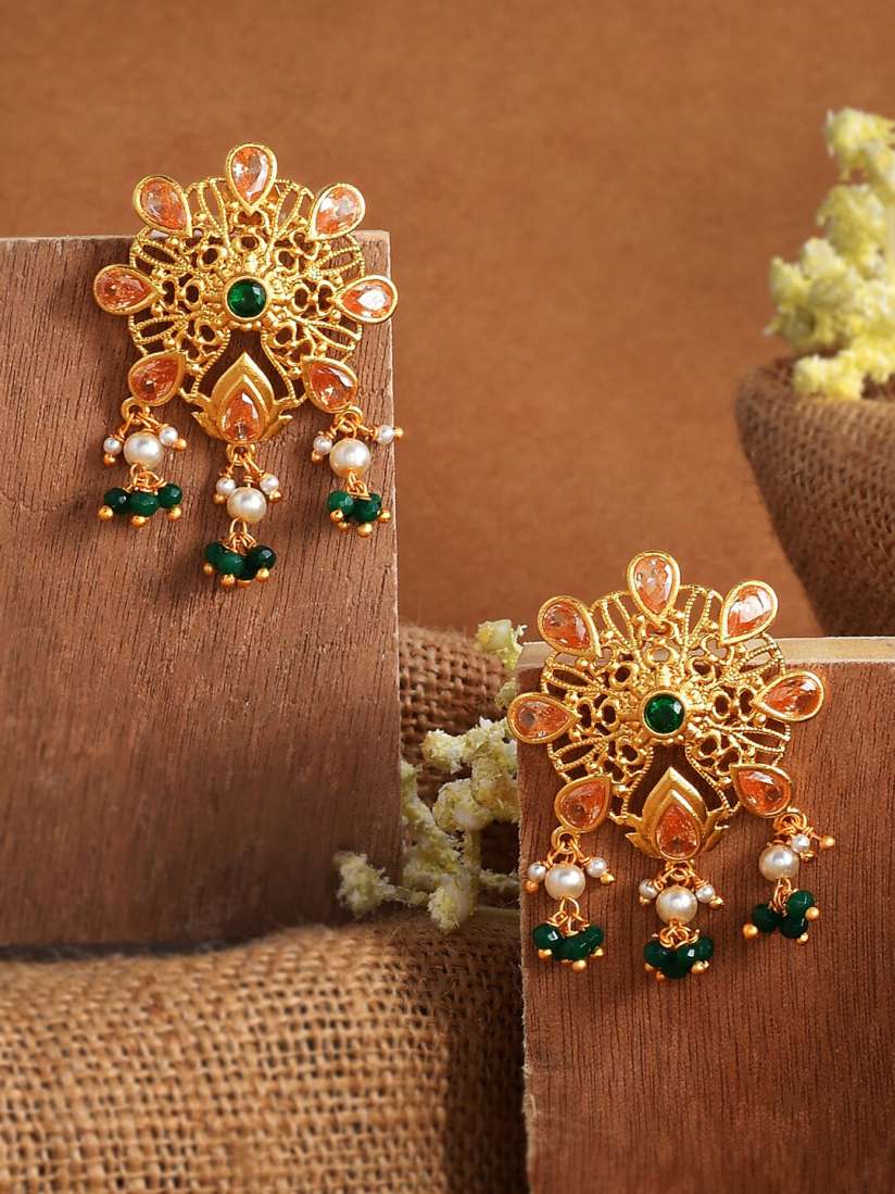 Buy Voylla Gold Plated Contemporary Drop Earrings Earrings for Women 23610712 Myntra