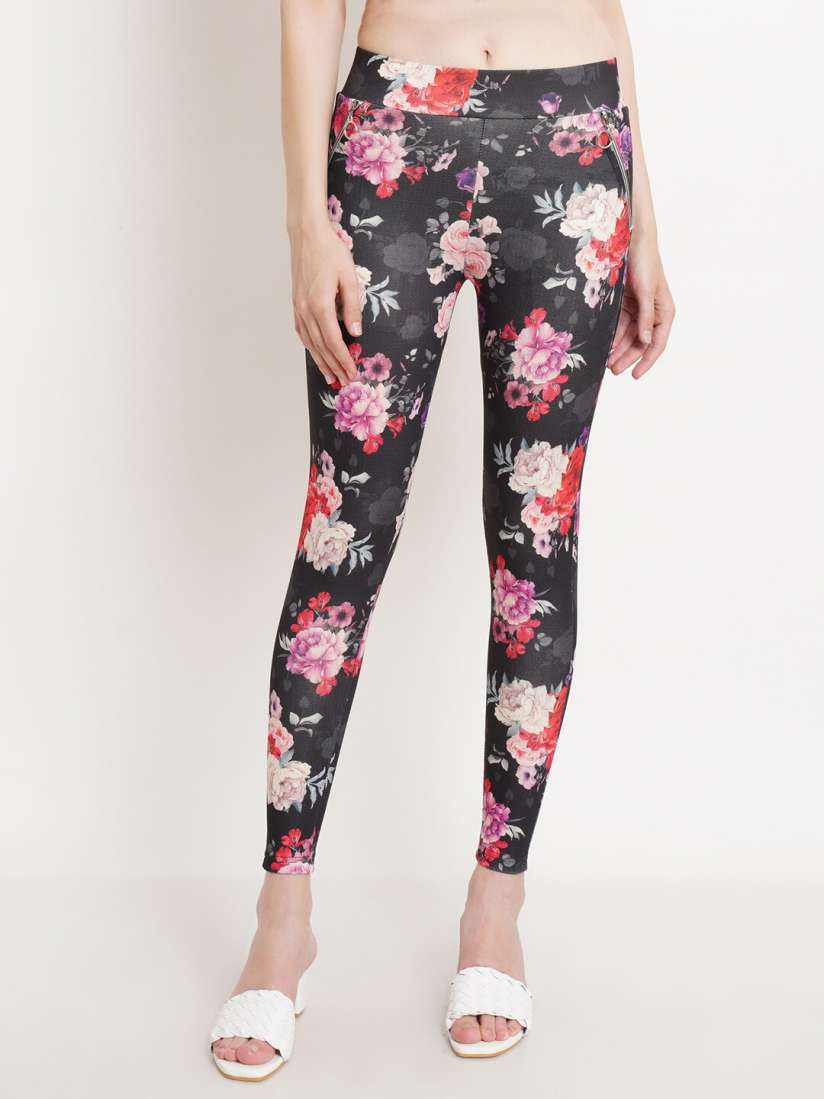 Floral printed jeggings cheap