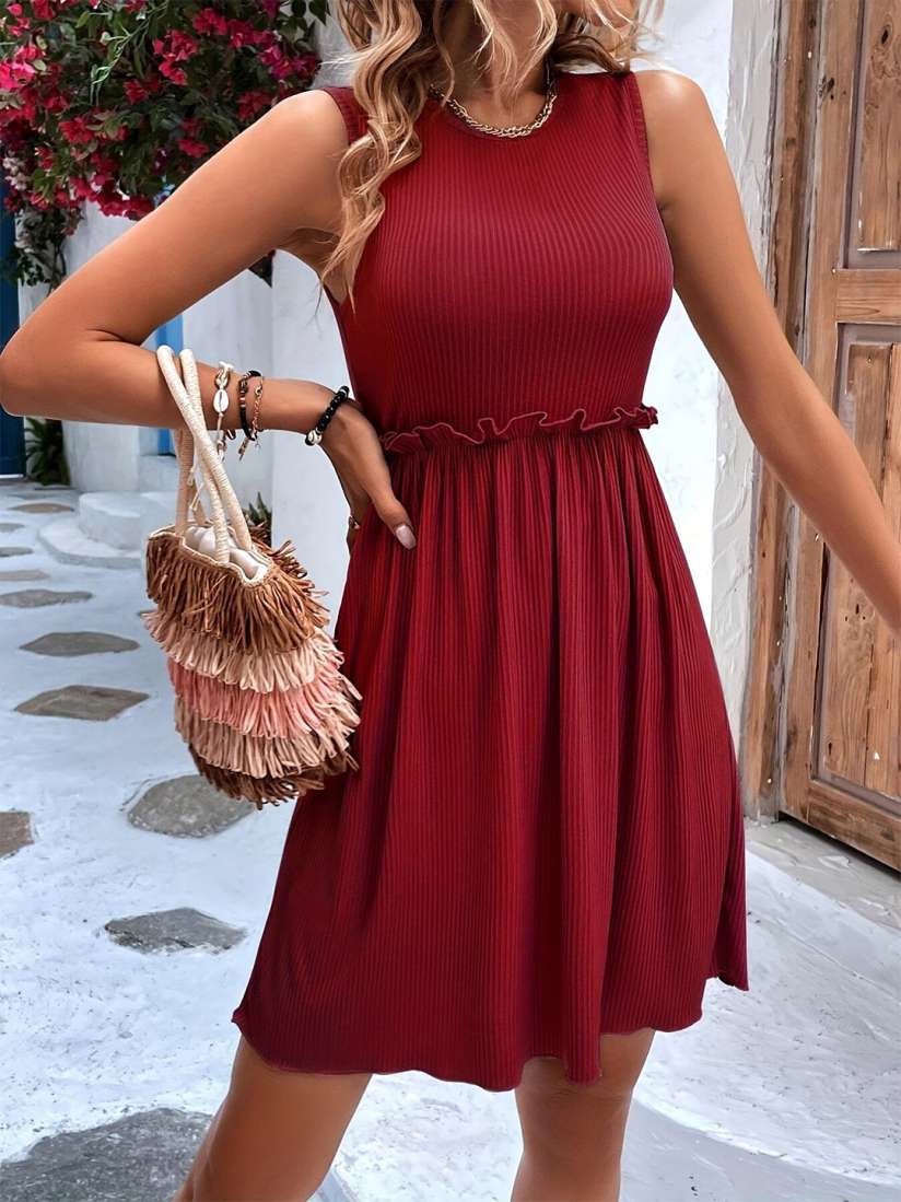 Buy StyleCast Maroon Ruffle Waist Detailed Fit Flare Dress Dresses for Women 23616028 Myntra