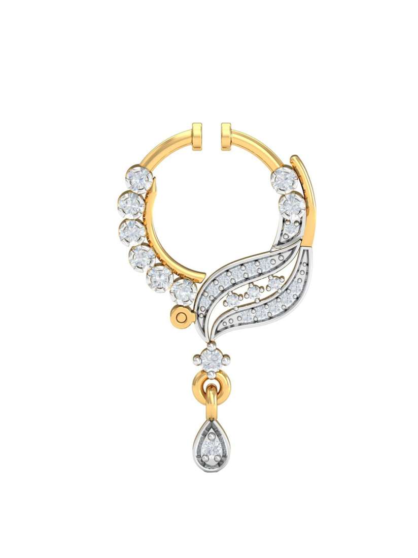 Buy KUBERBOX 18KT Gold Diamond Studded Spring Nath 1.19gm Nosepin Diamond for Women 23616126 Myntra