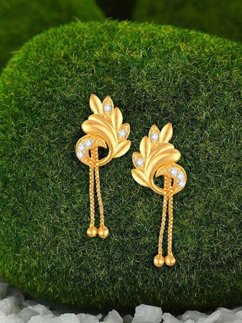 Peacock shaped gold earrings sales