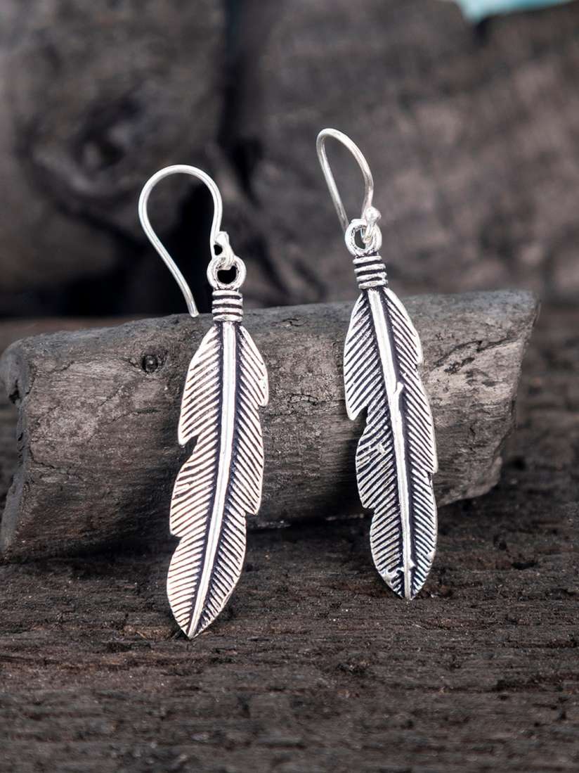 Buy Studio One Love Silver Plated Feather Shaped Drop Earrings Earrings for Women 23625018 Myntra
