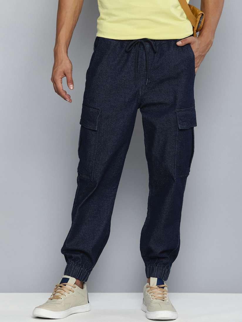 Buy Levis Men Solid Mid Rise Jogger Fit Denim Cargo Trousers Trousers for Men 23626034 Myntra