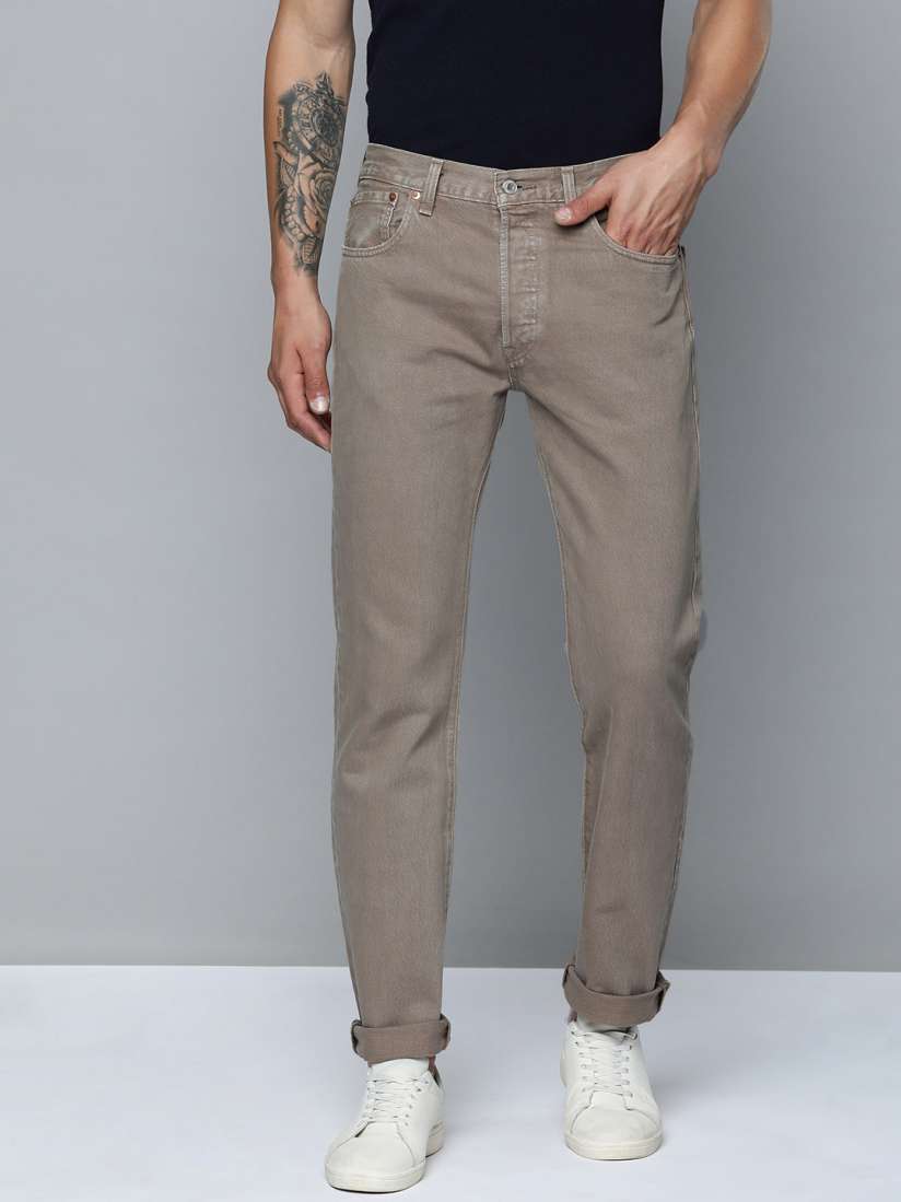 Levis 501 mens jeans khaki top