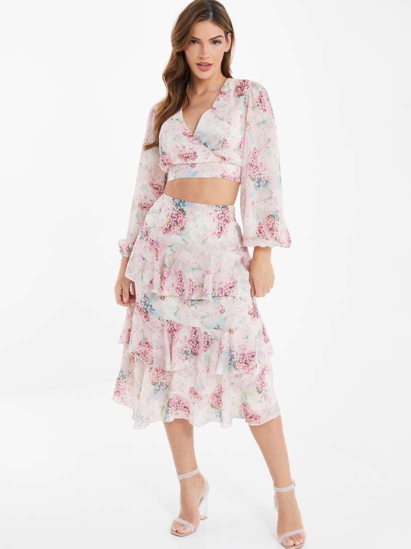 Buy QUIZ Floral Printed Flared Midi Skirt Skirts for Women 23629322 Myntra