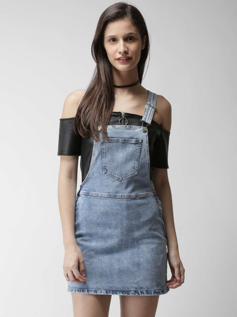Buy FOREVER 21 Women Denim Blue Solid Pinafore Dress Dresses for Women 2362989 Myntra