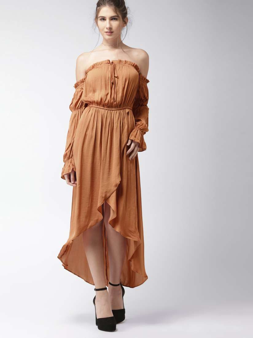 Buy FOREVER 21 Women Brown Solid Off Shoulder Maxi Dress Dresses for Women 2363002 Myntra