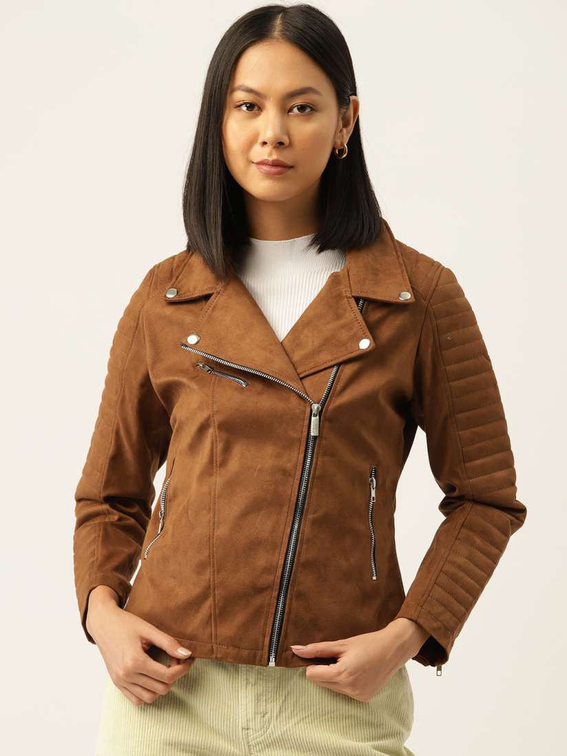 Buy Leather Retail Women Suede Lightweight Biker Jacket Jackets for Women 23630078 Myntra
