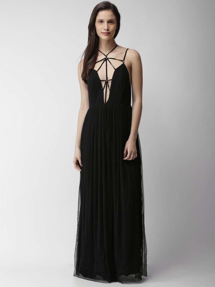 Buy FOREVER 21 Women Black Solid Maxi Dress Dresses for Women 2363045 Myntra