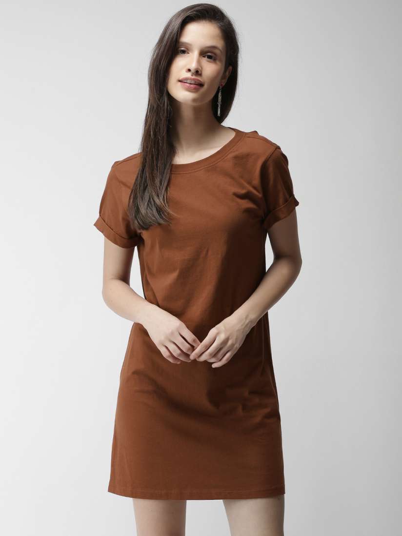 Buy FOREVER 21 Women Brown Solid A Line Dress Dresses for Women 2363080 Myntra