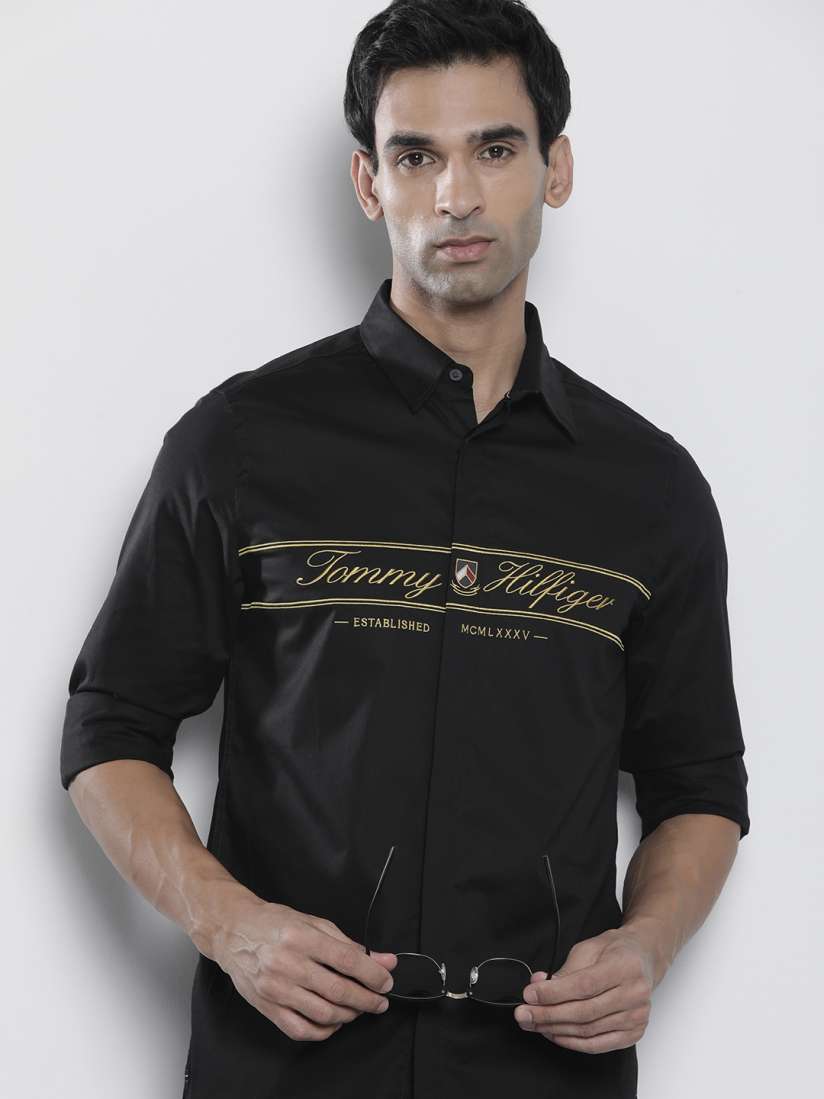 Buy Tommy Hilfiger Slim Fit Brand Logo Embroidered Casual Shirt Shirts for Men 23632548 Myntra