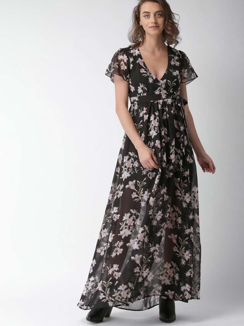 Buy FOREVER 21 Women Black Printed Wrap Dress Dresses for Women 2363271 Myntra