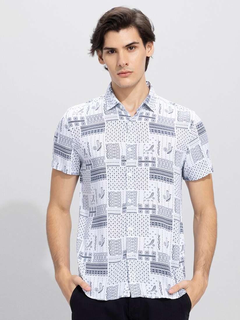 Buy Snitch Men Blue Slim Fit Opaque Printed Casual Shirt Shirts for Men 23634398 Myntra