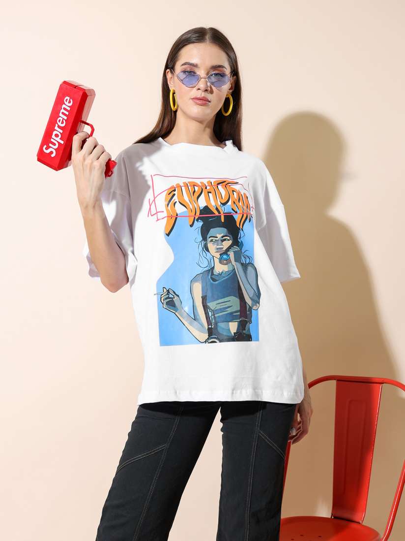 Buy Stylecast X Hersheinbox Women Printed Pure Cotton Boxy T shirt Tshirts for Women 23636414 Myntra
