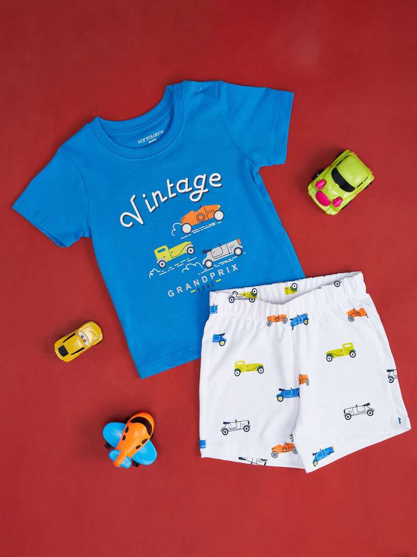 Buy Pantaloons Baby Boys Printed Pure Cotton T shirt With Shorts Clothing Set for Boys 23637946 Myntra