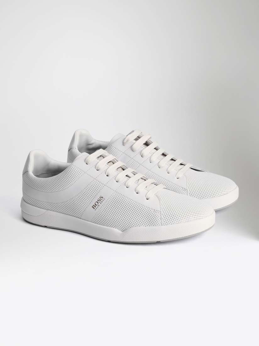 Buy BOSS Orange Men White Perforated Leather Sneakers Casual Shoes for Men 2363816 Myntra