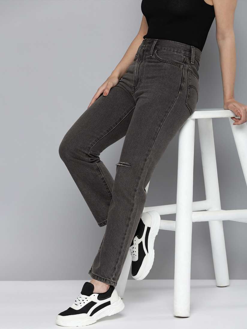 Buy Levis Women Straight Fit Pure Cotton High Rise Slash Knee Light Fade Jeans Jeans for Women 23638714 Myntra