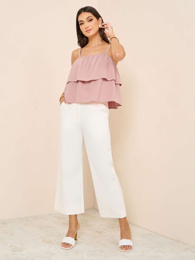 Buy Styli Layered Pink Strappy Square Neck Regular Fit Cami Top Tops for Women 23639614 Myntra