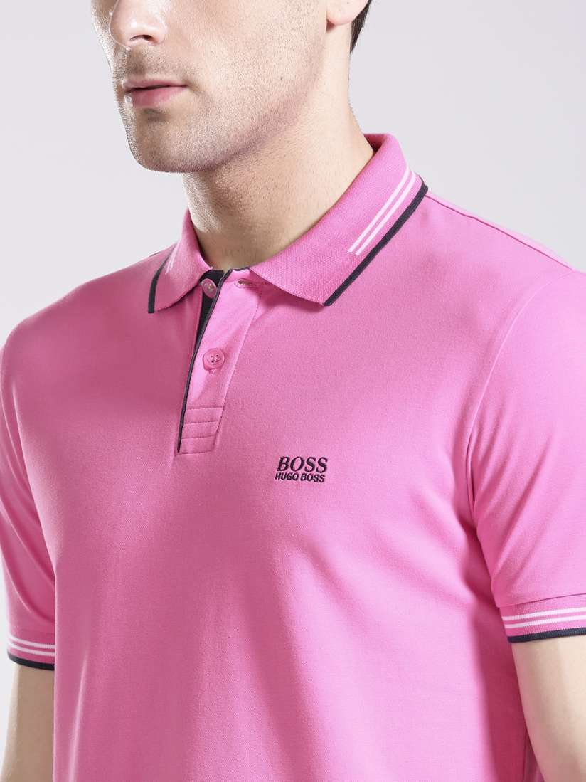 Buy BOSS Green Men Pink Solid Polo Collar T shirt Tshirts for Men 2363969 Myntra