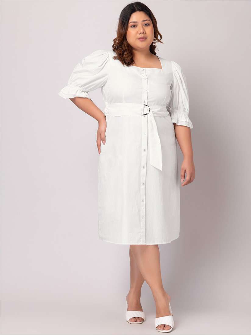 Buy FabAlley Curve Plus Size Ruffled Sleeve Midi Dress With Belt Dresses for Women 23640162 Myntra