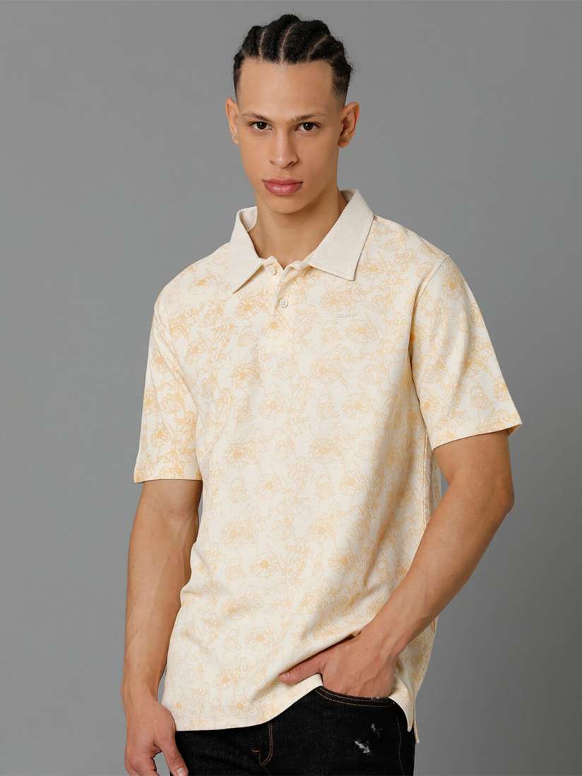 Buy Voi Jeans Floral Printed Polo Collar Pure Cotton T shirt Tshirts for Men 23642612 Myntra