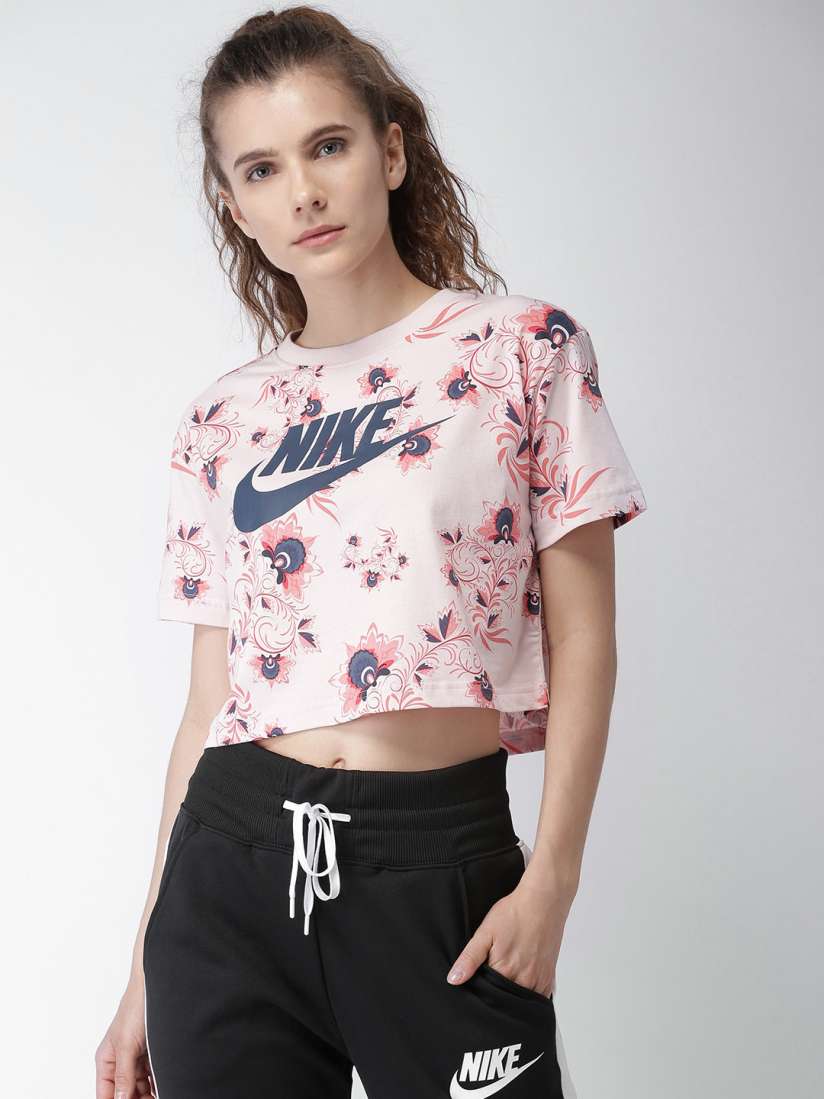 Buy Nike Women Pink Printed AOP FLORAL Pure Cotton T shirt Tshirts for Women 2364294 Myntra