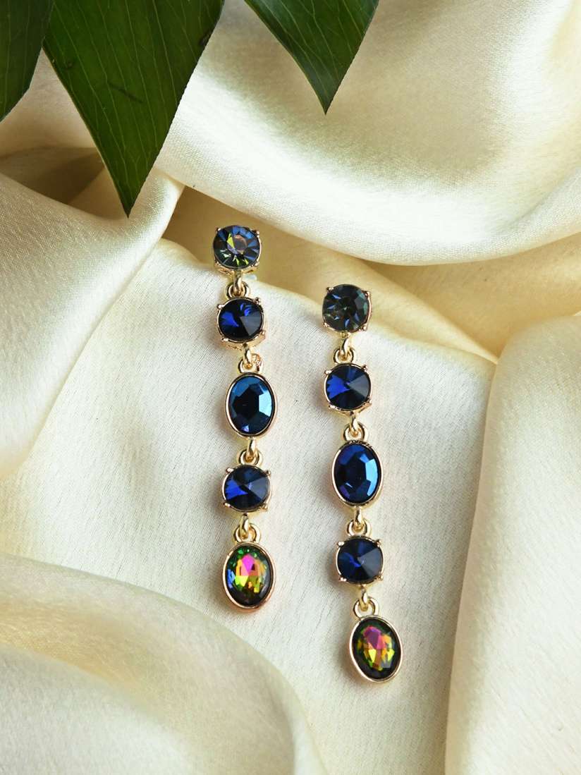 Buy Accessorize London Women s Blue Mixed Shape Gem Drop Earring Earrings for Women 23649292 Myntra