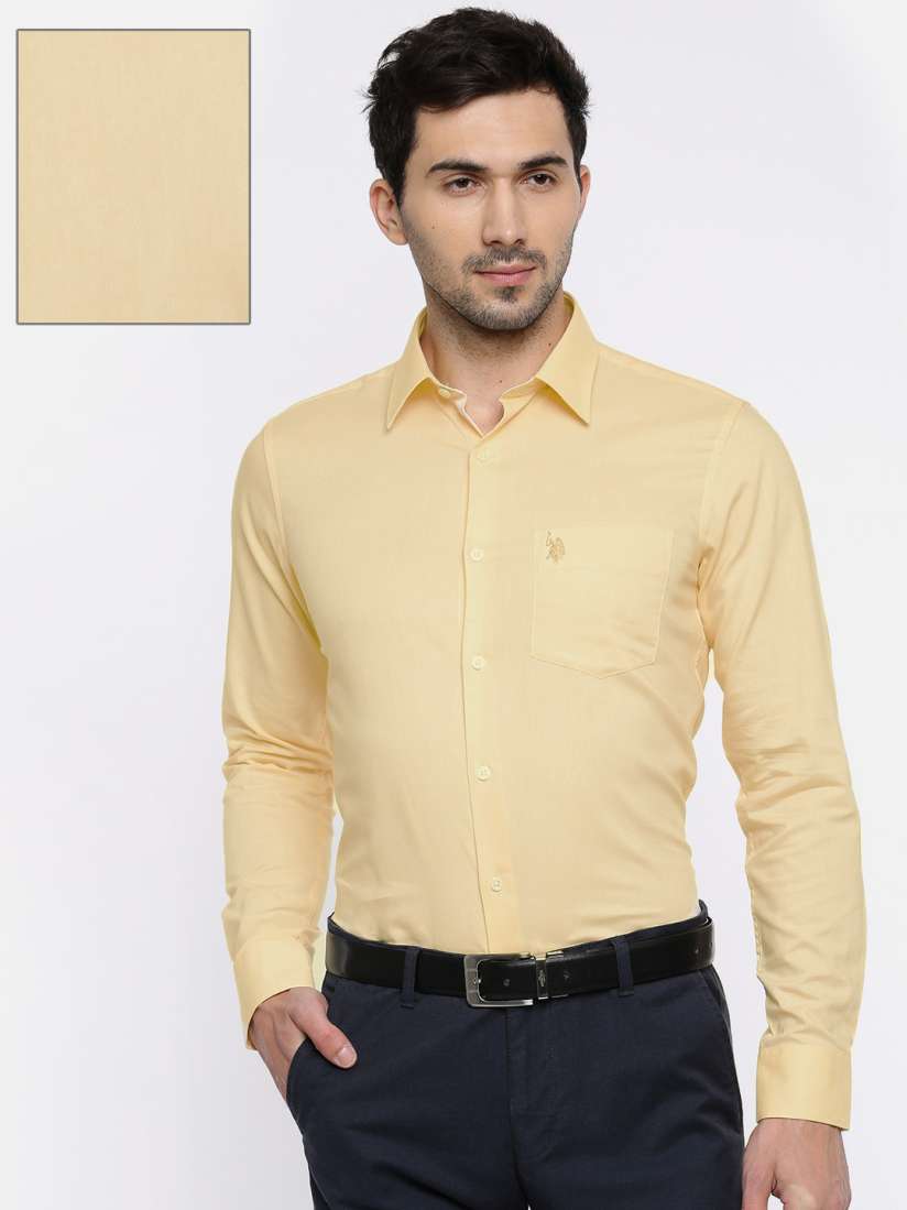 Buy U.S. Polo Assn. Men Yellow Tailored Fit Solid Formal Shirt Shirts for Men 2365070 Myntra